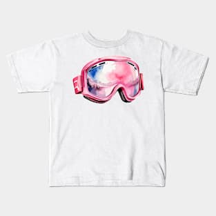 Pink Skiing Goggles Kids T-Shirt